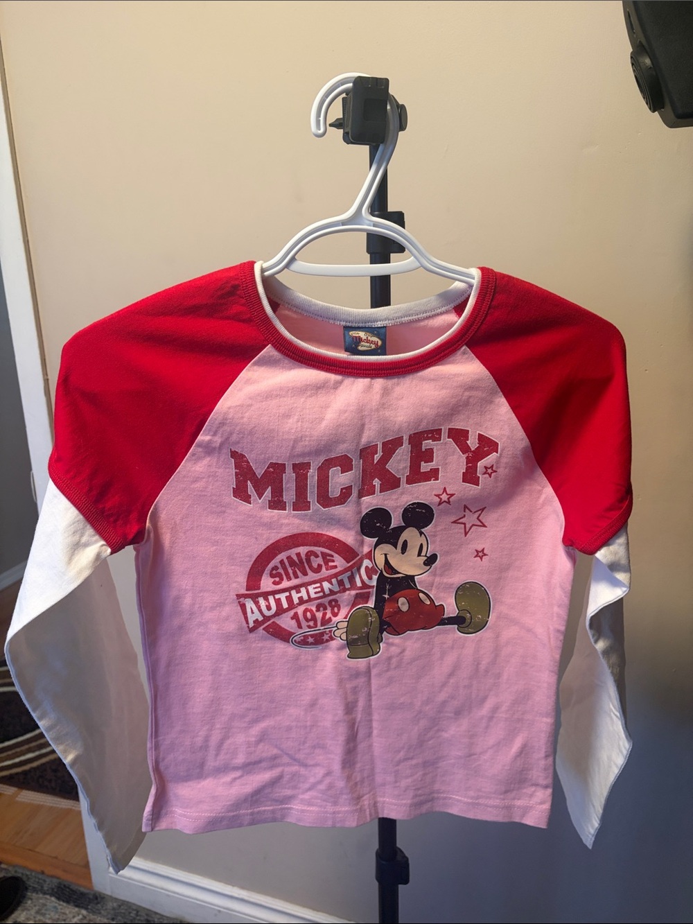 Disney Mickey Mouse Girls’ Raglan Long-Sleeve Tee